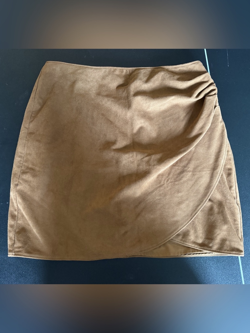 Abercrombie & Fitch Vegan Suede Wrap Mini Skirt Brown Medium
